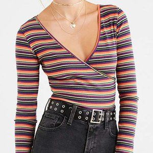 UO Striped Long-Sleeve Crop Top